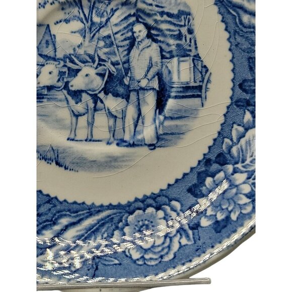 Wood & Sons Teacup & Saucer Blue Transferware Old Sturbridge Village Vintage - Picture 9 of 16